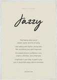 Jazzy Word of Intention Framed print 70x100 cm / 28x40″ White frame Linen paper