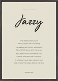 Jazzy Word of Intention Framed print A1 (59.4 x 84.1 cm) Black frame Linen paper