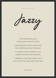 Jazzy Word of Intention Framed print A2 (42 x 59.4 cm) Black frame Linen paper