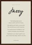Jazzy Word of Intention Framed print A3 (29.7 x 42 cm) Dark wood frame Linen paper