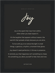 Joy Word of Intention Framed print 13x18 cm / 5x7″ Black frame Carbon paper