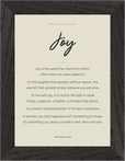 Joy Word of Intention Framed print 13x18 cm / 5x7″ Black frame Linen paper