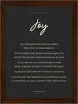 Joy Word of Intention Framed print 13x18 cm / 5x7″ Dark wood frame Carbon paper