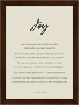 Joy Word of Intention Framed print 13x18 cm / 5x7″ Dark wood frame Linen paper