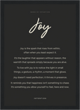Joy Word of Intention Framed print 21x29.7 cm / 8x12" Black frame Carbon paper