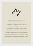 Joy Word of Intention Framed print 21x29.7 cm / 8x12" White frame Linen paper