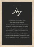 Joy Word of Intention Framed print 21x29.7 cm / 8x12" Wood frame Carbon paper