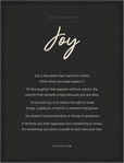 Joy Word of Intention Framed print 30x40 cm / 12x16″ Black frame Carbon paper