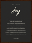 Joy Word of Intention Framed print 30x40 cm / 12x16″ Dark wood frame Carbon paper