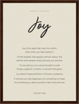 Joy Word of Intention Framed print 30x40 cm / 12x16″ Dark wood frame Linen paper