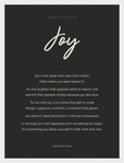 Joy Word of Intention Framed print 30x40 cm / 12x16″ White frame Carbon paper