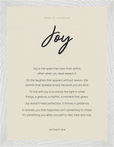 Joy Word of Intention Framed print 30x40 cm / 12x16″ White frame Linen paper