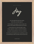 Joy Word of Intention Framed print 30x40 cm / 12x16″ Wood frame Carbon paper