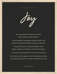 Joy Word of Intention Framed print 30x40 cm / 12x16″ Wood frame Carbon paper
