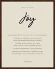 Joy Word of Intention Framed print 40x50 cm / 16x20″ Dark wood frame Linen paper