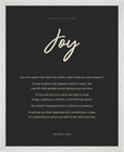 Joy Word of Intention Framed print 40x50 cm / 16x20″ White frame Carbon paper