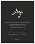 Joy Word of Intention Framed print 40x50 cm / 16x20″ White frame Carbon paper