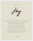 Joy Word of Intention Framed print 40x50 cm / 16x20″ White frame Linen paper