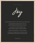 Joy Word of Intention Framed print 40x50 cm / 16x20″ Wood frame Carbon paper