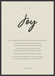 Joy Word of Intention Framed print 50x70 cm / 20x28″ Black frame Linen paper