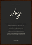 Joy Word of Intention Framed print 50x70 cm / 20x28″ Dark wood frame Carbon paper
