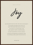 Joy Word of Intention Framed print 50x70 cm / 20x28″ Dark wood frame Linen paper