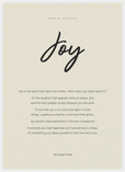 Joy Word of Intention Framed print 50x70 cm / 20x28″ White frame Linen paper