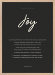Joy Word of Intention Framed print 50x70 cm / 20x28″ Wood frame Carbon paper