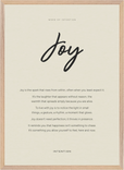 Joy Word of Intention Framed print 50x70 cm / 20x28″ Wood frame Linen paper