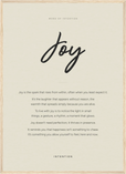 Joy Word of Intention Framed print 50x70 cm / 20x28″ Wood frame Linen paper