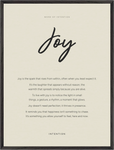Joy Word of Intention Framed print 60x80 cm / 24x32″ Black frame Linen paper