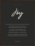 Joy Word of Intention Framed print 60x80 cm / 24x32″ Dark wood frame Carbon paper