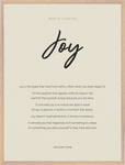 Joy Word of Intention Framed print 60x80 cm / 24x32″ Wood frame Linen paper