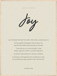 Joy Word of Intention Framed print 60x80 cm / 24x32″ Wood frame Linen paper