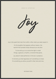 Joy Word of Intention Framed print 70x100 cm / 28x40″ Black frame Linen paper