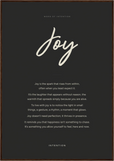 Joy Word of Intention Framed print 70x100 cm / 28x40″ Dark wood frame Carbon paper