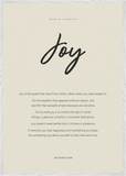 Joy Word of Intention Framed print 70x100 cm / 28x40″ White frame Linen paper