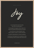 Joy Word of Intention Framed print 70x100 cm / 28x40″ Wood frame Carbon paper