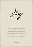 Joy Word of Intention Framed print 70x100 cm / 28x40″ Wood frame Linen paper