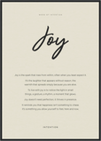 Joy Word of Intention Framed print A1 (59.4 x 84.1 cm) Black frame Linen paper