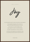 Joy Word of Intention Framed print A1 (59.4 x 84.1 cm) Dark wood frame Linen paper