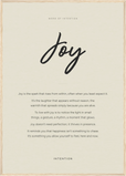 Joy Word of Intention Framed print A1 (59.4 x 84.1 cm) Wood frame Linen paper