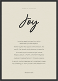 Joy Word of Intention Framed print A2 (42 x 59.4 cm) Black frame Linen paper
