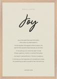 Joy Word of Intention Framed print A2 (42 x 59.4 cm) Wood frame Linen paper