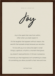 Joy Word of Intention Framed print A3 (29.7 x 42 cm) Dark wood frame Linen paper
