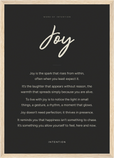 Joy Word of Intention Framed print A3 (29.7 x 42 cm) Wood frame Carbon paper