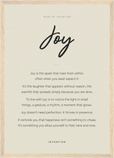 Joy Word of Intention Framed print A3 (29.7 x 42 cm) Wood frame Linen paper