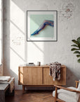 Lacey Leg Framed print 70x70 cm / 28x28″ Black frame in interior