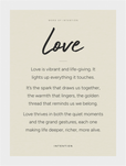 Love Word of Intention Framed print 13x18 cm / 5x7″ White frame Linen paper