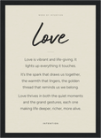 Love Word of Intention Framed print 21x29.7 cm / 8x12" Black frame Linen paper